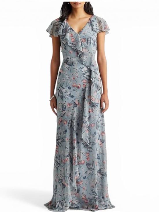 Lauren Ralph Lauren Dresses & Skirts - LAUREN RALPH LAUREN Black Label Floral Ruffle-Trim Georgette Gown, Size 8